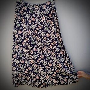 Silk Floral Midi Skirt